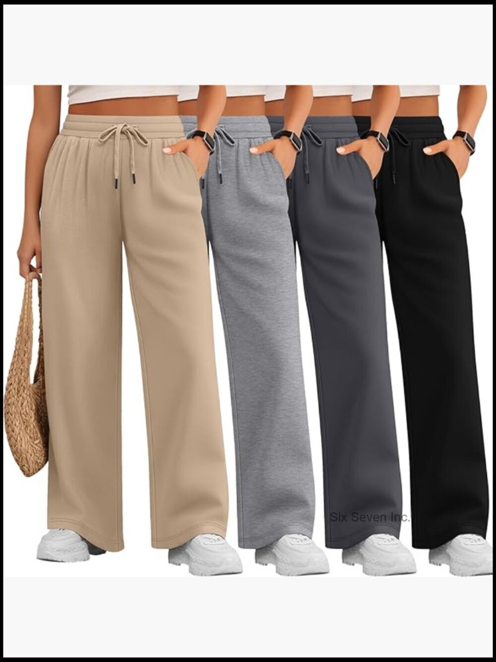 Plus Size Lounge Pants - Wide Leg Drawstring Sweatpants with Pockets - Yoga